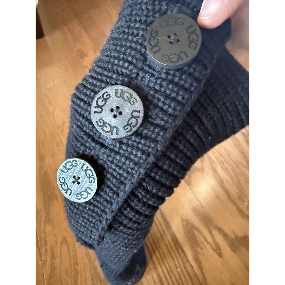 Ugg Black Cardy Classic Knitted Sweater‎ Tall Foldover Button Boot Size 7 - Picture 6 of 11